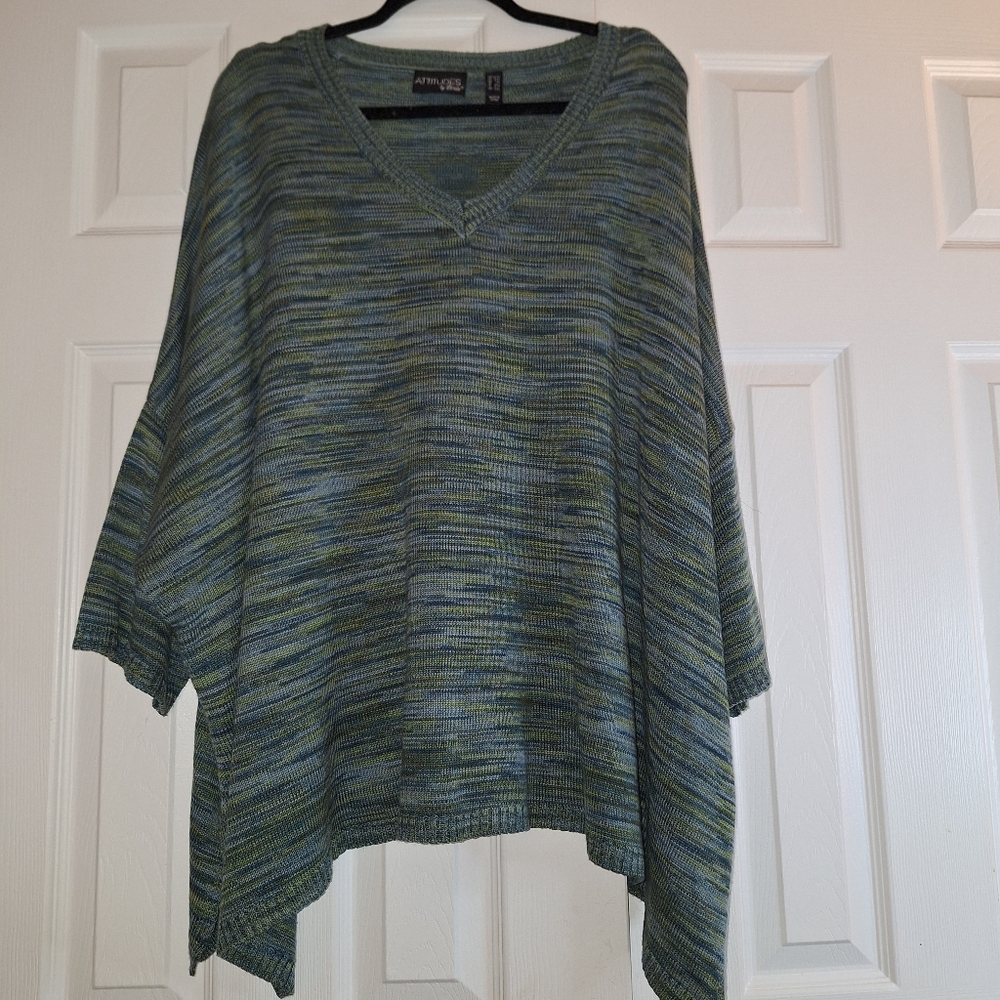 ATTITUDES BY RENEE Women's Green Sweater/Poncho